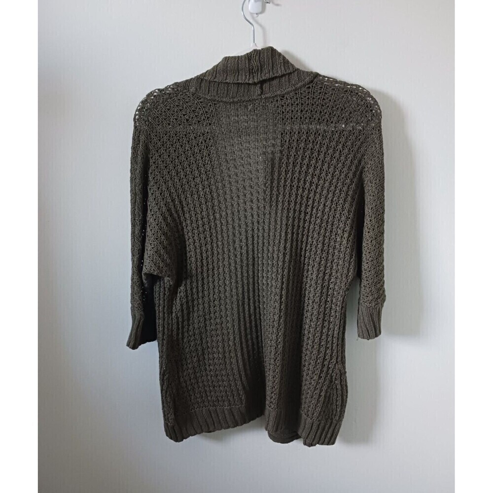 NWT Sonoma Cardigan Sweater Open Front Knit‎ 3/4 Sleeve Olive Green Size M - Picture 2 of 4